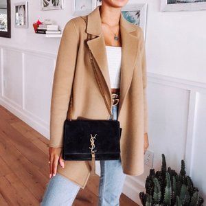 Theory Clairene Open Front Wool and Cashmere Coat